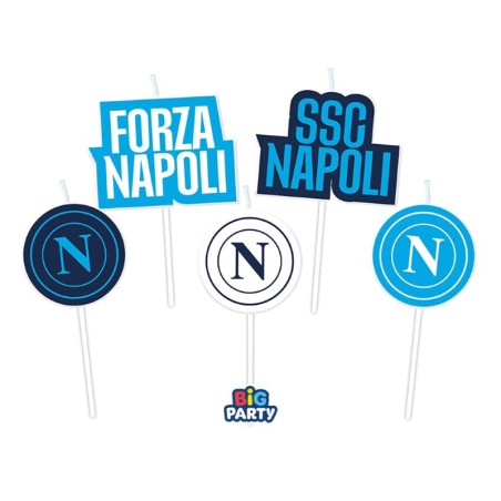 Candelina Picks sagomate Forza Napoli con Logo 5pz Napoli