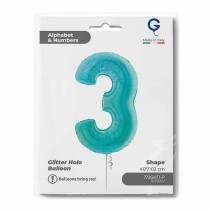 Palloncino in Foil 40" Numero 3 Tiffany Glitter Olografico Numeri 40" Tiffany Glitter Olografico