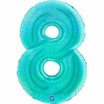 Palloncino in Foil 40" Numero 8 Tiffany Glitter Olografico Numeri 40" Tiffany Glitter Olografico