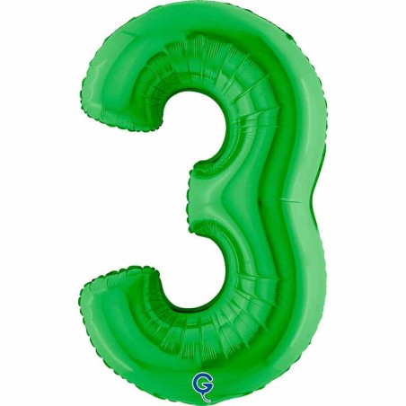 Palloncino in Foil 40" Numero 3 Verde "Green" Numeri 40" Verde "Green"