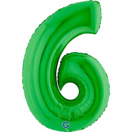 Palloncino in Foil 40" Numero 6 Verde "Green" Numeri 40" Verde "Green"