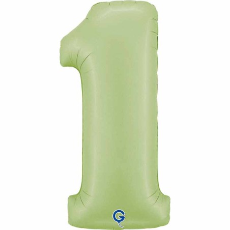 Palloncino in Foil 40" Numero 1 Verde Oliva "Satin Olive" Numeri 40" Verde Oliva "Satin Olive Green"