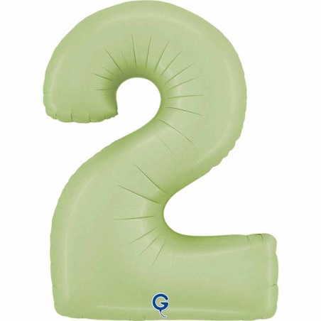 Palloncino in Foil 40" Numero 2 Verde Oliva "Satin Olive" Numeri 40" Verde Oliva "Satin Olive Green"