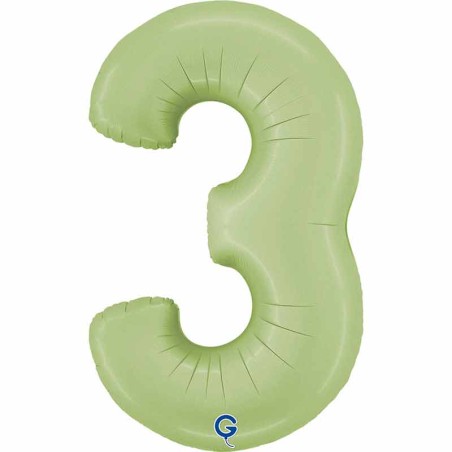 Palloncino in Foil 40" Numero 3 Verde Oliva "Satin Olive" Numeri 40" Verde Oliva "Satin Olive Green"