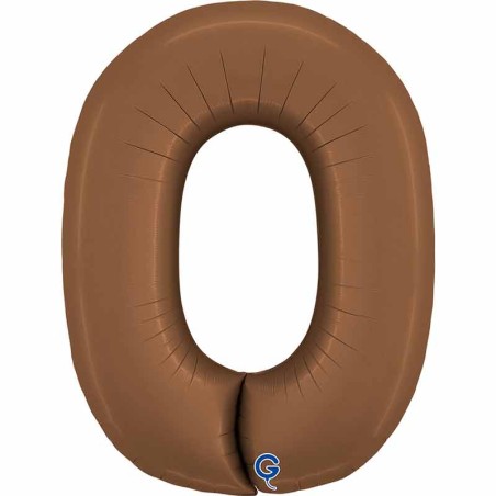 Palloncino in Foil 40" Numero 0 Cioccolato "Satin Chocolate" Numeri 40" Cioccolato "Satin Chocolate"