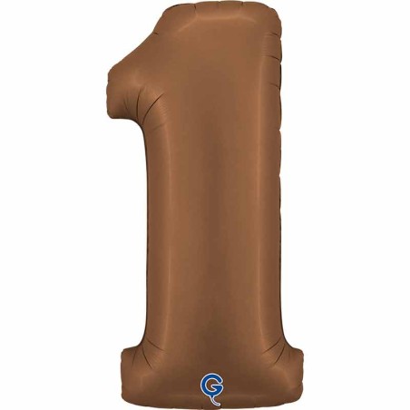 Palloncino in Foil 40" Numero 1 Cioccolato "Satin Chocolate" Numeri 40" Cioccolato "Satin Chocolate"