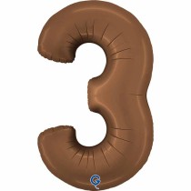 Palloncino in Foil 40" Numero 3 Cioccolato "Satin Chocolate" Numeri 40" Cioccolato "Satin Chocolate"