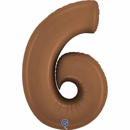 Palloncino in Foil 40" Numero 6 Cioccolato "Satin Chocolate" Numeri 40" Cioccolato "Satin Chocolate"