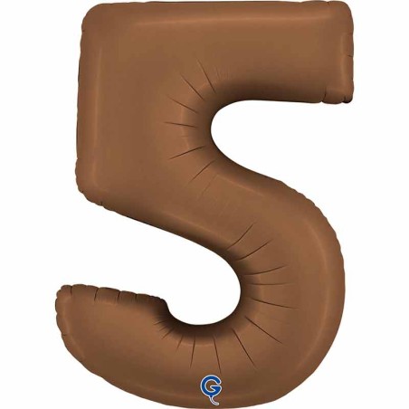 Palloncino in Foil 40" Numero 5 Cioccolato "Satin Chocolate" Numeri 40" Cioccolato "Satin Chocolate"