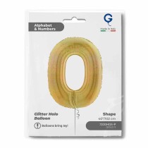Palloncino in Foil 40" Numero 0 Oro Glitter Olografico Numeri 40" Oro Glitter Olograf."Gold"