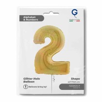 Palloncino in Foil 40" Numero 2 Oro Glitter Olografico Numeri 40" Oro Glitter Olograf."Gold"