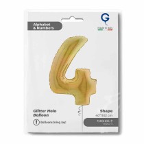 Palloncino in Foil 40" Numero 4 Oro Glitter Olografico Numeri 40" Oro Glitter Olograf."Gold"