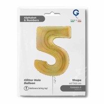Palloncino in Foil 40" Numero 5 Oro Glitter Olografico Numeri 40" Oro Glitter Olograf."Gold"
