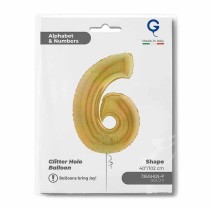 Palloncino in Foil 40" Numero 6 Oro Glitter Olografico Numeri 40" Oro Glitter Olograf."Gold"