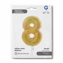 Palloncino in Foil 40" Numero 8 Oro Glitter Olografico Numeri 40" Oro Glitter Olograf."Gold"