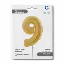 Palloncino in Foil 40" Numero 9 Oro Glitter Olografico Numeri 40" Oro Glitter Olograf."Gold"