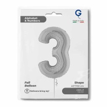Palloncino in Foil 40" Numero 3 Argento "Silver" Numeri 40" Argento "Silver"