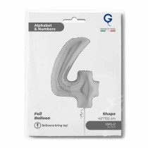 Palloncino in Foil 40" Numero 4 Argento "Silver" Numeri 40" Argento "Silver"