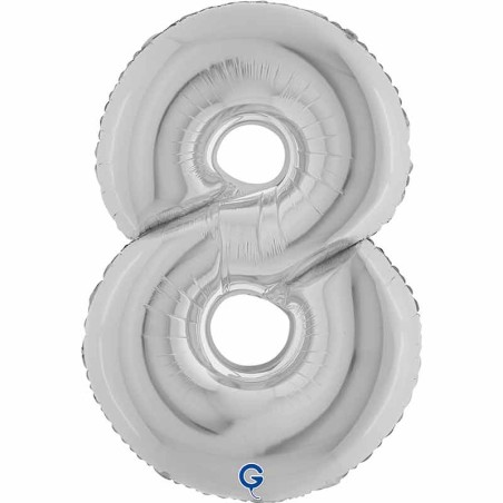 Palloncino in Foil 40" Numero 8 Argento "Silver" Numeri 40" Argento "Silver"
