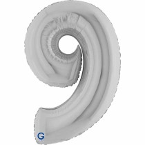 Palloncino in Foil 40" Numero 9 Argento "Silver" Numeri 40" Argento "Silver"