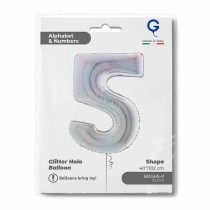Palloncino in Foil 40" Numero 5 Argento Glitter Olografico Numeri 40" Argento Glitter Olograf."Silver"