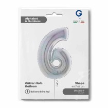 Palloncino in Foil 40" Numero 6 Argento Glitter Olografico Numeri 40" Argento Glitter Olograf."Silver"