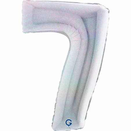 Palloncino in Foil 40" Numero 7 Argento Glitter Olografico Numeri 40" Argento Glitter Olograf."Silver"