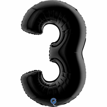 Palloncino in Foil 40" Numero 3 Nero "Black" Numeri 40" Nero "Black"