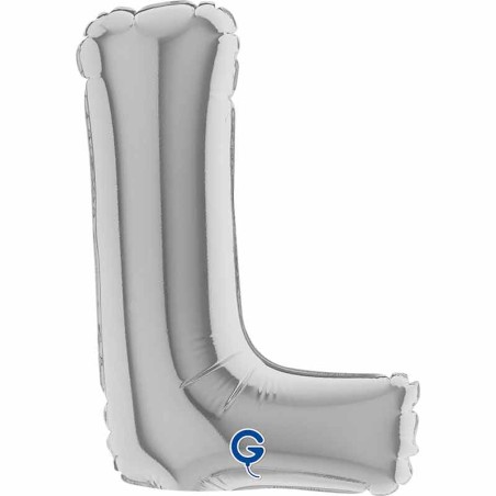 Palloncino in Foil 7" Lettera "L" Argento Lettere Piccole 7"