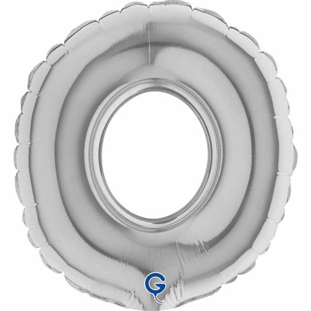 Palloncino in Foil 7" Lettera "O" Argento Lettere Piccole 7"
