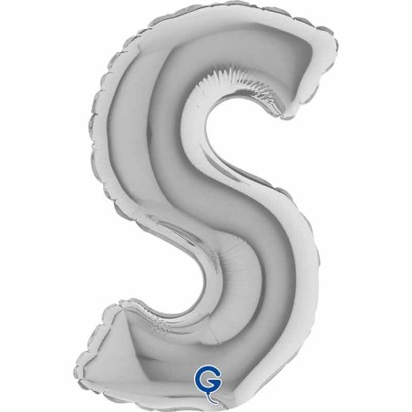 Palloncino in Foil 7" Lettera "S" Argento Lettere Piccole 7"