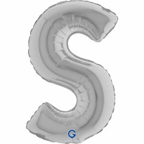 Palloncino in Foil 14" Lettera S Argento "Silver" Lettere 14" Argento "Silver"