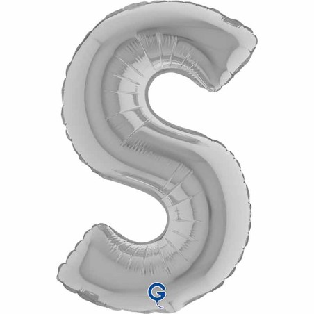 Palloncino in Foil 14" Lettera S Argento "Silver" Lettere 14" Argento "Silver"