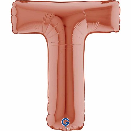 Palloncino in Foil 14" Lettera "T" Rose Gold Lettere 14" Rose Gold