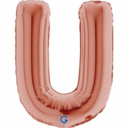 Palloncino in Foil 14" Lettera "U" Rose Gold Lettere 14" Rose Gold