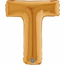 Palloncino in Foil 14" Lettera T Oro "Gold" Lettere 14" Oro "Gold"