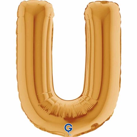 Palloncino in Foil 14" Lettera U Oro "Gold" Lettere 14" Oro "Gold"