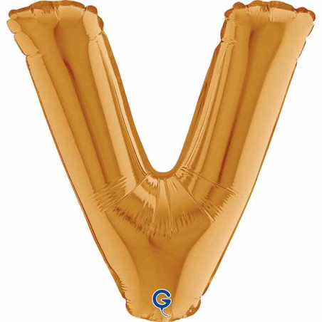 Palloncino in Foil 14" Lettera V Oro "Gold" Lettere 14" Oro "Gold"