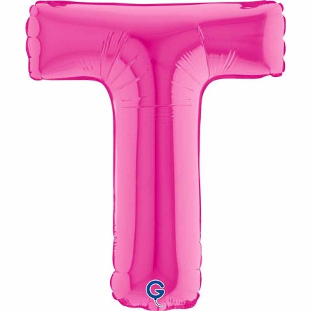Palloncino in Foil 14" Lettera T Fucsia "Hot Pink" Lettere 14" Fucsia "Hot Pink"