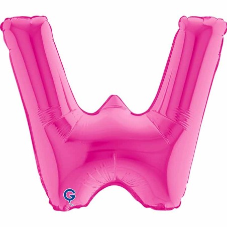 Palloncino in Foil 14" Lettera W Fucsia "Hot Pink" Lettere 14" Fucsia "Hot Pink"