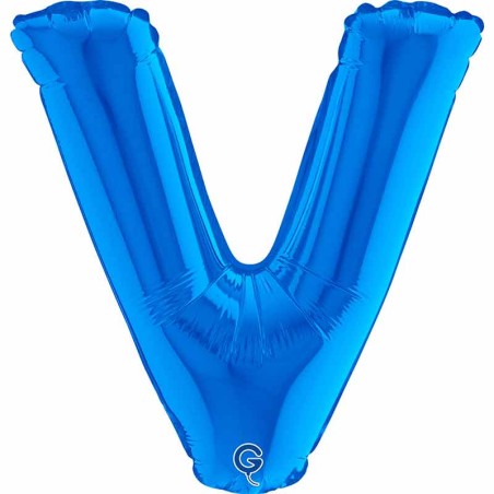 Palloncino in Foil 14" Lettera V Blu "Blue" Lettere 14" Blu "Blue"
