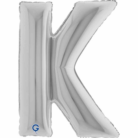 Palloncino in Foil 40" Lettera "K" grande Argento Lettere 40" Argento "Silver"