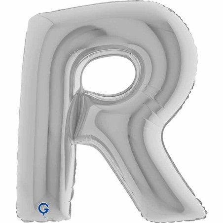Palloncino in Foil 40" Lettera "R" grande Argento Lettere 40" Argento "Silver"