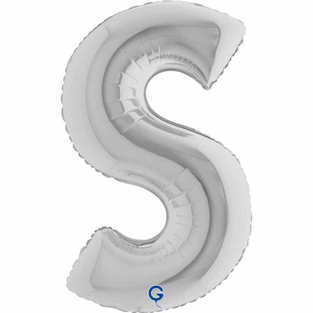 Palloncino in Foil 40" Lettera "S" grande Argento Lettere 40" Argento "Silver"