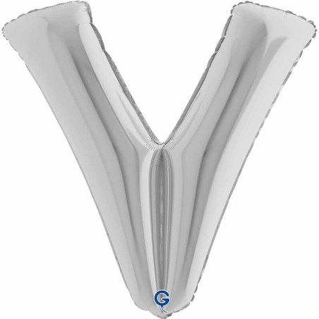 Palloncino in Foil 40" Lettera "V" grande Argento Lettere 40" Argento "Silver"