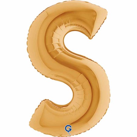 Palloncino in Foil 40" Lettera "S" grande Oro Lettere 40" Oro "Gold"