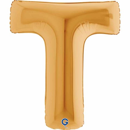 Palloncino in Foil 40" Lettera "T" grande Oro Lettere 40" Oro "Gold"