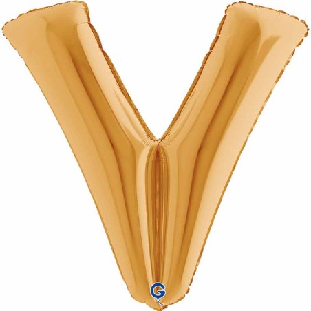 Palloncino in Foil 40" Lettera "V" grande Oro Lettere 40" Oro "Gold"