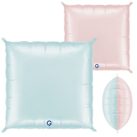 Palloncino in Foil 28" Quadrato Bicolore Rosa e Celeste Satinato 2pz Solid Bicolor Square "Quadrati"