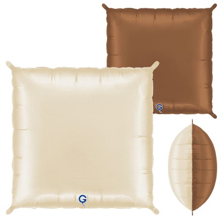 Palloncino in Foil 28" Quadrato Bicolore Crema e Cioccolato Satinato 2pz Solid Bicolor Square "Quadrati"